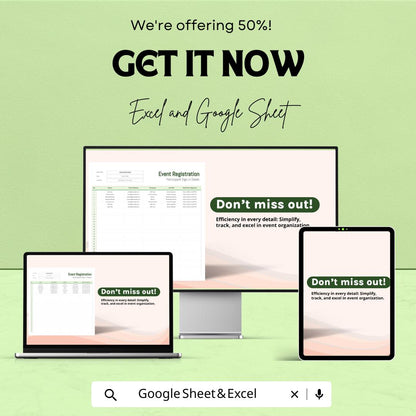 Event Registration Participant Sign-In Sheet | Excel & Google Sheets Template | Event Management Tool | Attendance Tracking |