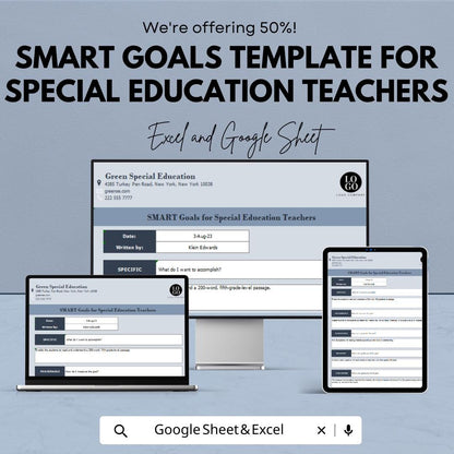 SMART Goals Template for Special Education Teachers | IEP Goal Setting Tracker | Editable Special Ed Planner | Printable Teacher Template