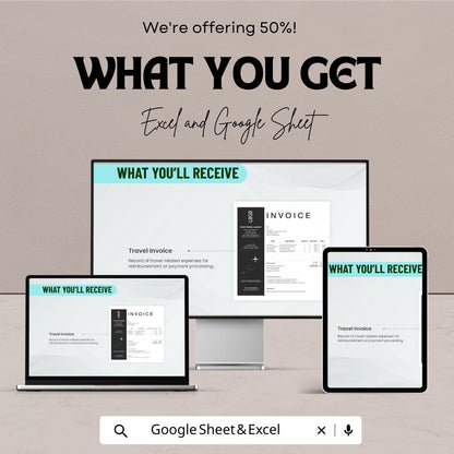 Travel Invoice Sheet | Customizable Travel Invoice Template for Agencies | Professional Google Sheets & Excel Format | Instant Download