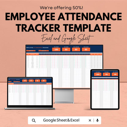 Employee Attendance Tracker Template Staff Attendance Log, HR Attendance Sheet, Monthly Time Tracking, Workforce Tracker
