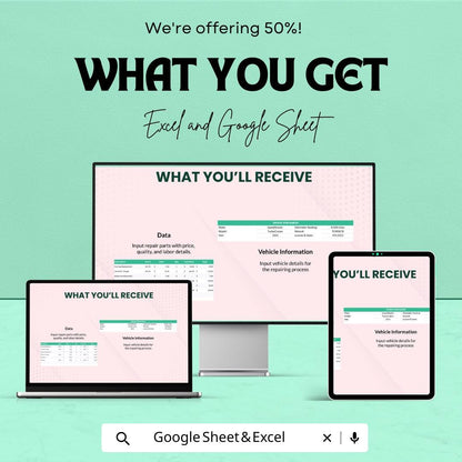 Motorcycle Repair Estimate Template - Excel & Google Sheets, Professional Vehicle Repair Estimation, Customizable, Maintenance Quote
