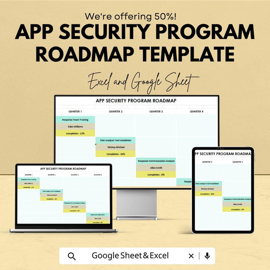 App Security Program Roadmap Template | Excel & Google Sheets | Cybersecurity Plan | IT Project Tracker | Security Management Tool