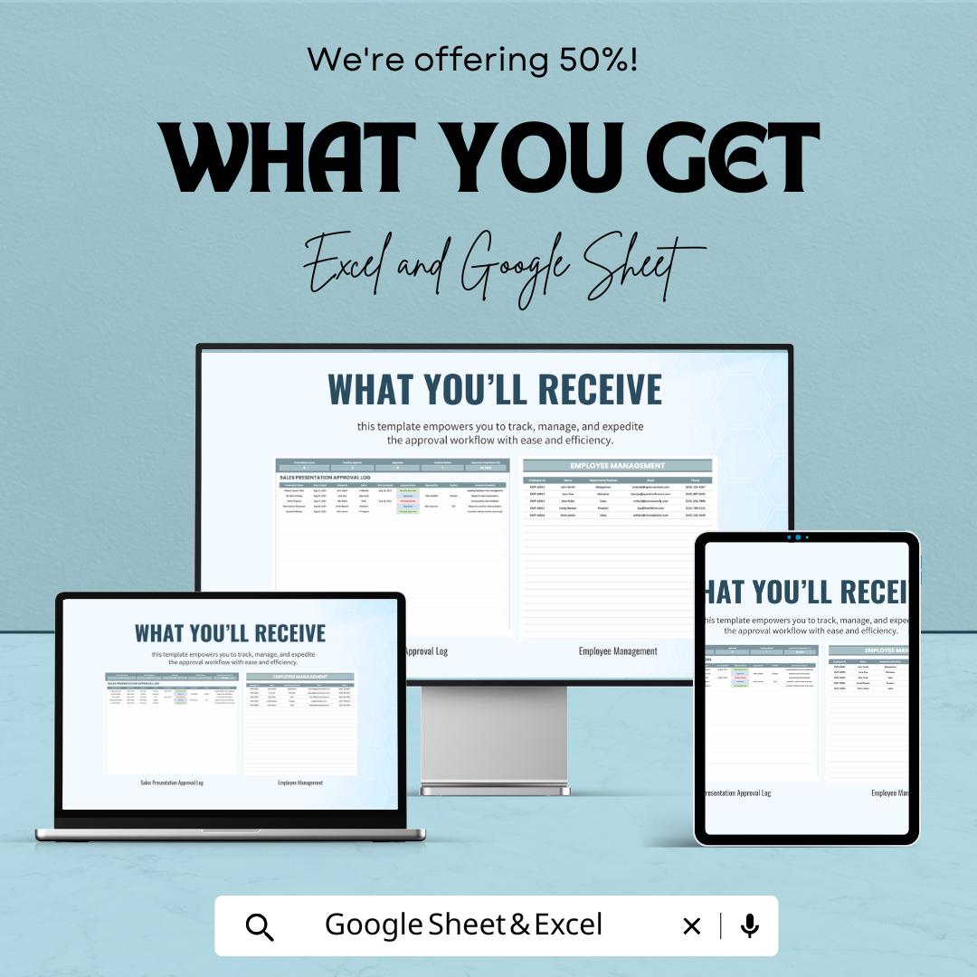 Sales Presentation Approval Log Template | Sales Approval Tracker | Presentation Workflow Manager | Excel & Google Sheets
