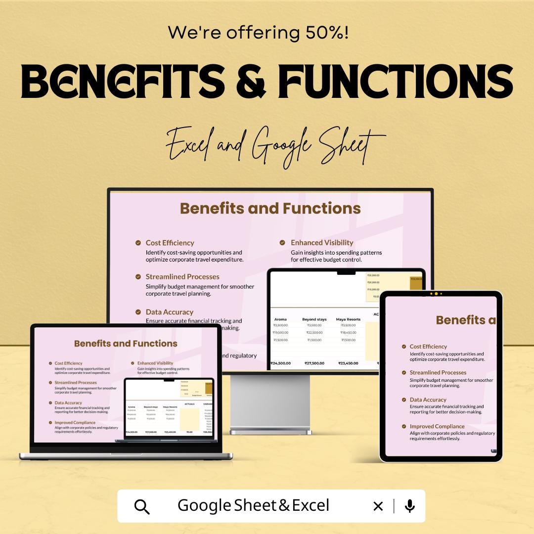 Corporate Travel Budget Template | Excel & Google Sheets Business Expense Tracker | Company Travel Budget Planner | Editable Spreadsheet