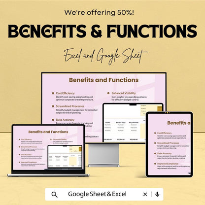 Corporate Travel Budget Template | Excel & Google Sheets Business Expense Tracker | Company Travel Budget Planner | Editable Spreadsheet
