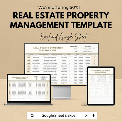 Real Estate Property Management Template, Rental Property Tracker, Landlord Spreadsheet, Tenant & Lease Manager, Excel Google Sheets