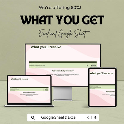 Early Retirement Budget | Excel and Google Sheets Retirement | Financial Independence Tracker | Income and Expense | Savings Forecast Tool