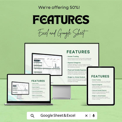 Monthly Operating Budget Worksheet | Google Sheet | Expense Tracker & Financial Planning Tool | Budget Management and Analysis Template