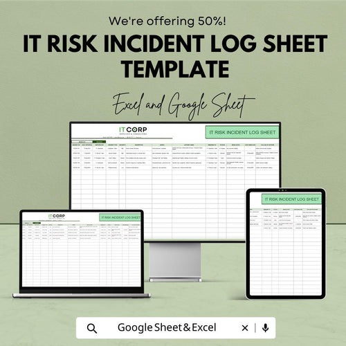 IT Risk Incident Log Template | Risk Incident Tracker Sheet | IT Security Incident Log | Risk Management Log | Incident Reporting Template