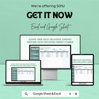 Sales Collateral Budget Planner Sheet – Excel and Google Sheets | Sales Budget Tracker | Marketing Budget Allocation & Expense Management