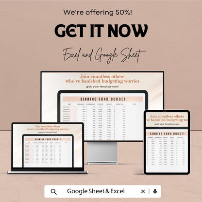 Sinking Fund Budget Template | Excel and Google Sheets Budget Planner | Sinking Budget Spreadsheet | Expense Tracker & Financial Planner