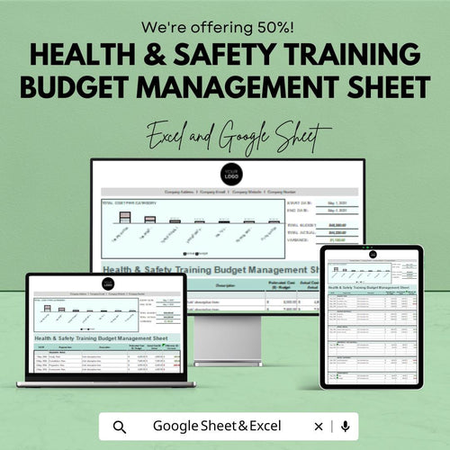 Health & Safety Training Budget Management Sheet | Excel and Google Sheet Template for Compliance and Budgeting | Track Training Expenses