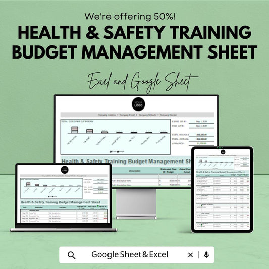 Health & Safety Training Budget Management Sheet | Excel and Google Sheet Template for Compliance and Budgeting | Track Training Expenses