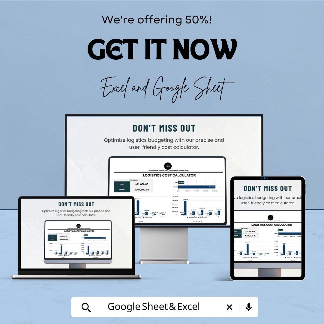 Operations Logistics Cost Calculator Template | Logistics Budget Tool | Excel & Google Sheets