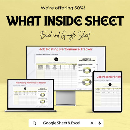 Job Posting Performance Tracker HR Sheet | Excel & Google Sheets | HR Analytics | Recruitment Stats | Instant Download Template