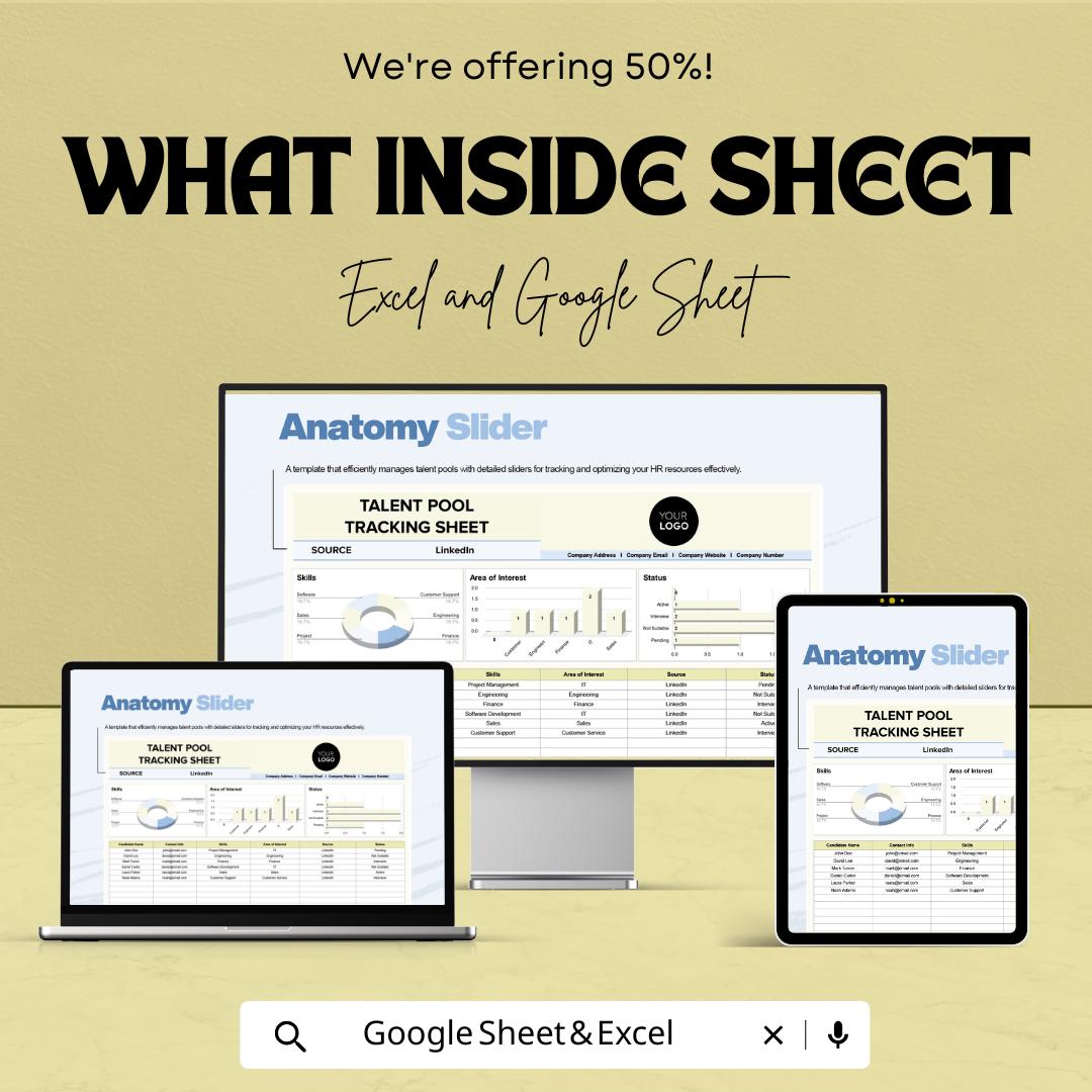Talent Pool Tracking Sheet HR Template | Excel and Google Sheets | Candidate Tracking Spreadsheet | Recruitment & Hiring Tracker