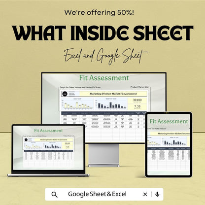 Marketing Product-Market Fit Assessment Template | Business Strategy Spreadsheet | Product Evaluation Tool | Market Analysis Template