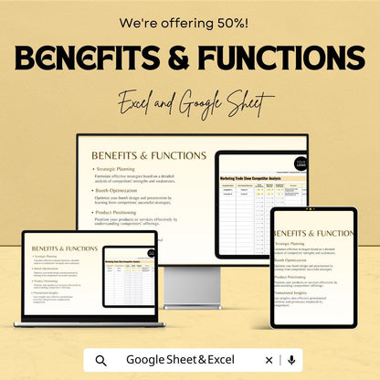 Marketing Trade Show Competitor Analysis Sheet | Excel & Google Sheets Template | 50% Off | Trade Show Analysis | Competitor Research Tool