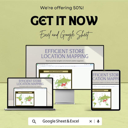 Store Locator Map Template | Store Location Map Excel | Business Location Tracker | Territory Map Spreadsheet