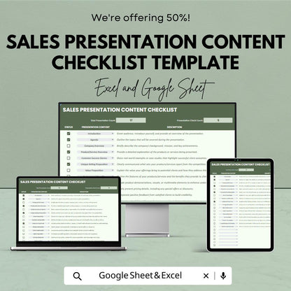 Sales Presentation Content Checklist Template | Sales Pitch Planner | Presentation Planning Tool | Sales Meeting Checklist