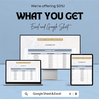 Cleaning Rota Template | Cleaning Schedule Spreadsheet | Staff Cleaning Checklist | Excel & Google Sheets Cleaning Planner
