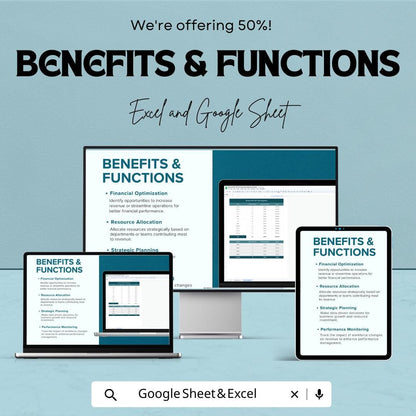 Revenue Per Full-Time Employee Dashboard Template for Excel and Google Sheets | Employee Revenue Tracking & Financial Analytics