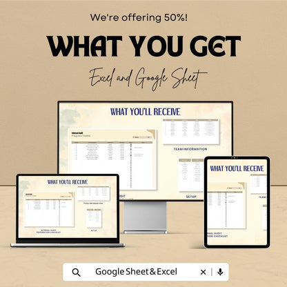 Internal Audit Preparation Checklist Sheet - Excel and Google Sheet Template for Audit Planning | Task Management & Compliance Tracking