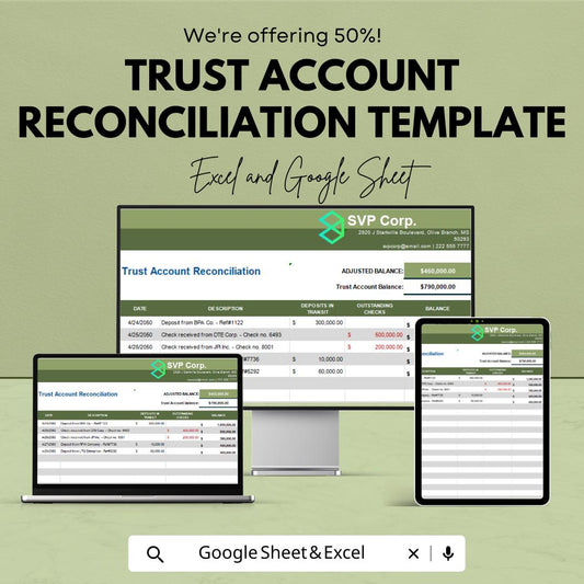 Trust Account Reconciliation Template | Excel & Sheets