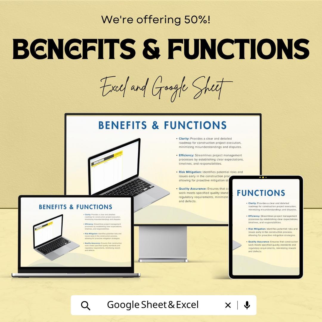 Construction Statement of Work Template | SOW Template | Project Scope Tracker | Construction Planner | Task & Timeline Sheet