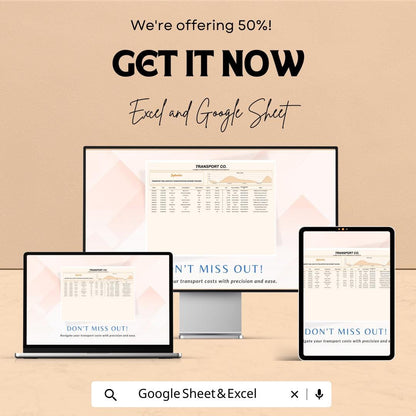 Transport and Logistics Expense Tracker Sheet | Excel & Google Sheets for Managing Transportation Costs