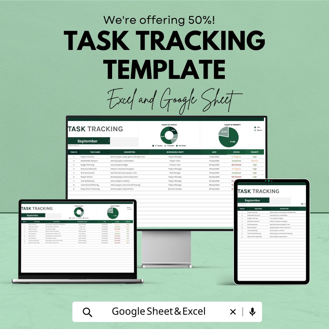 Task Tracking Template, Project Task Manager, To-Do List Spreadsheet, Team Task Organizer, Excel & Google Sheets Planner, Workflow Tracker