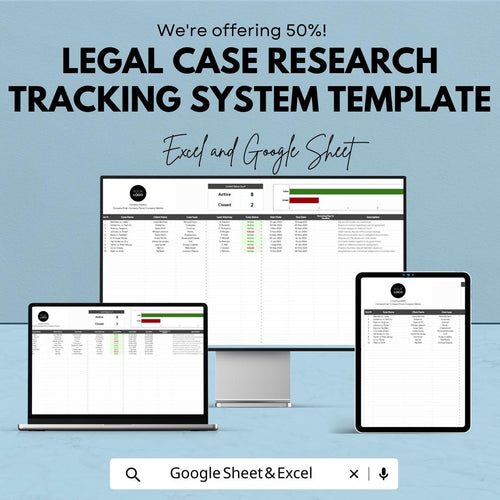 Legal Case Research Tracker Template, Law Office Case Management, Attorney Case Organizer, Legal Workflow Tool