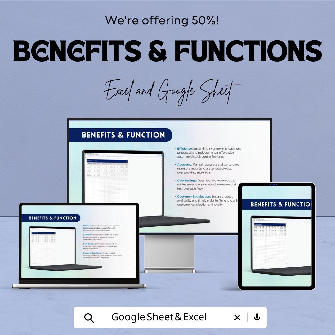 Stock Control Template Excel & Google Sheets | Inventory Management Spreadsheet | Stock Tracker for Small Business | Product Inventory Log