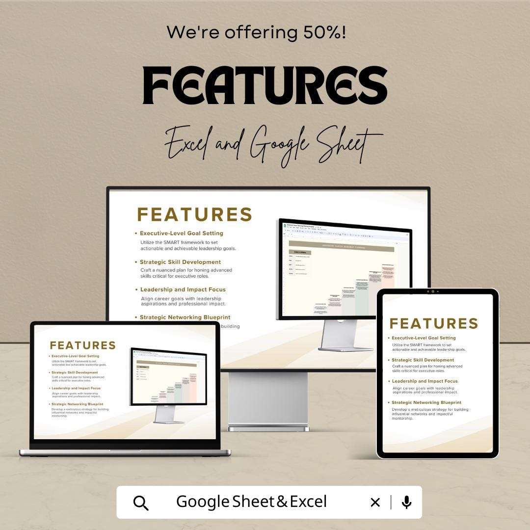 Advanced Career Roadmap Planning Template  | Career Development Planner | Professional Growth Tracker | Career Goals Planner