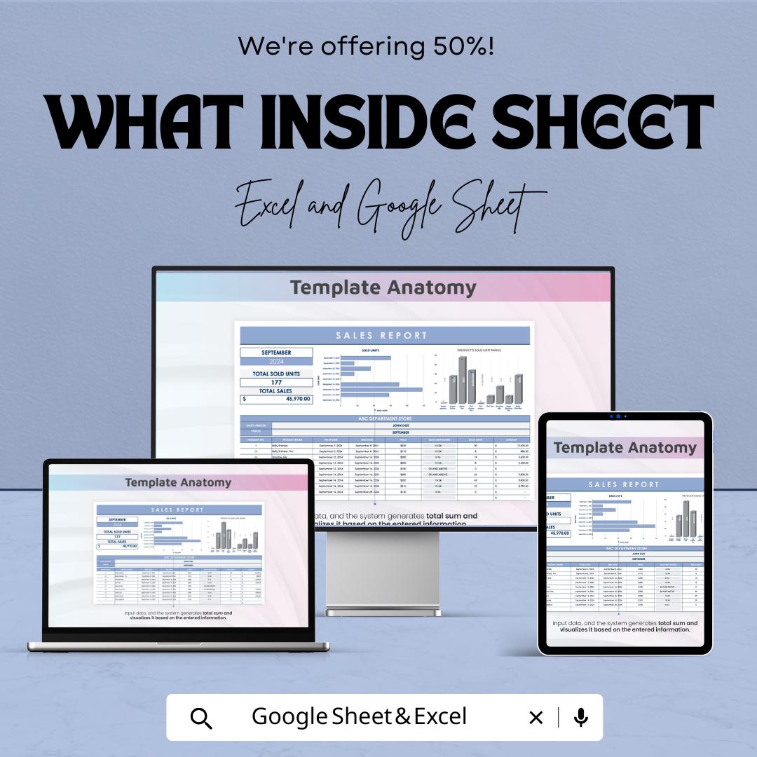 Sales Report Template | Sales Dashboard Google Sheets | Monthly Sales Tracker | Product Performance Report | Sales Analysis Spreadsheet |