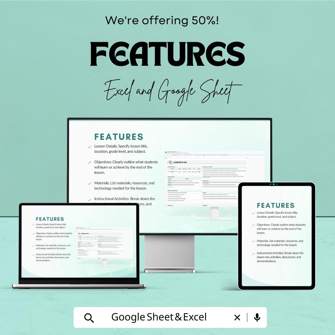 Lesson Plan Template | Teacher Planning Template | Editable Lesson Planner | Classroom Organization Tool | Daily & Weekly Teaching Plan