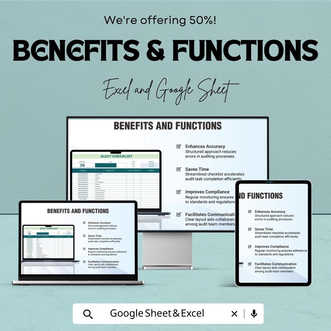 Accounting Audit Checklist Template | Financial Audit Tracker | Audit Management Spreadsheet | Excel & Google Sheets | Accounting Checklist