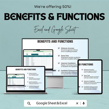 Accounting Audit Checklist Template | Financial Audit Tracker | Audit Management Spreadsheet | Excel & Google Sheets | Accounting Checklist