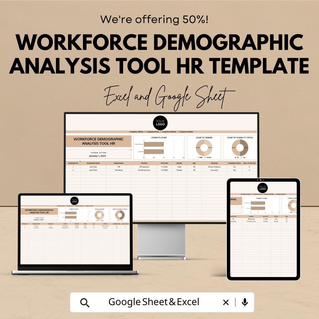 Workforce Demographic Analysis Tool HR Template | Excel & Google Sheets HR Analytics Dashboard | Employee Diversity Tracker