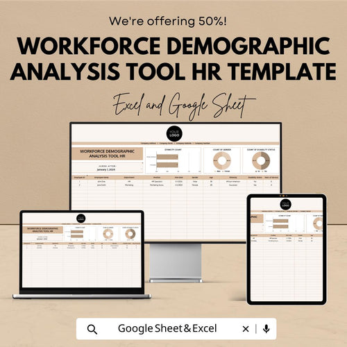 Workforce Demographic Analysis Tool HR Template | Excel & Google Sheets HR Analytics Dashboard | Employee Diversity Tracker