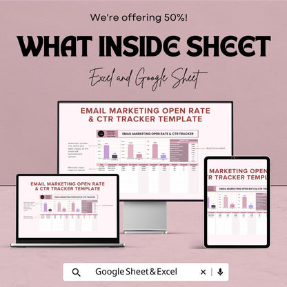 Email Marketing Open Rate and CTR Tracker Template | Email KPIs Dashboard | Click Through Rate Tracking Sheet