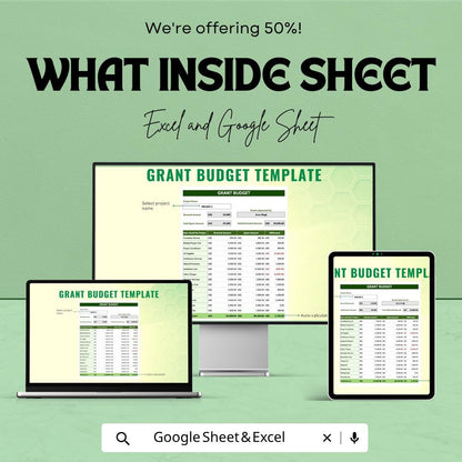 Grant Budget Template | Grant Proposal Budget Spreadsheet | Nonprofit Budget Planner | Funding Expense Tracker
