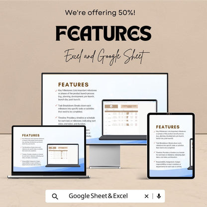 Marketing Product Launch Timeline Sheet | Excel and Google Sheet Template for Product Launch Plan | Project Timeline & Task Management