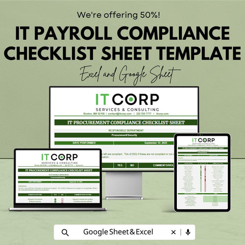 IT Procurement Compliance Checklist Template Excel | Vendor Compliance Tracker | Procurement Audit Checklist | IT Procurement Spreadsheet
