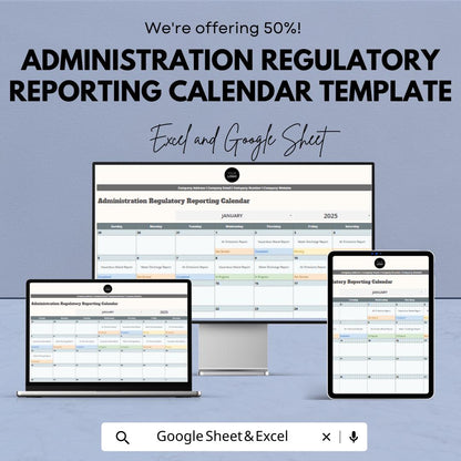 Administration Regulatory Reporting Calendar Template  | Compliance Tracker | Reporting Deadline Calendar | Regulatory Planner