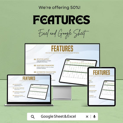 Financial Workbook Template | Excel and Google Sheets | Budget Planner, Income & Expense Tracker, Business Finance Organizer