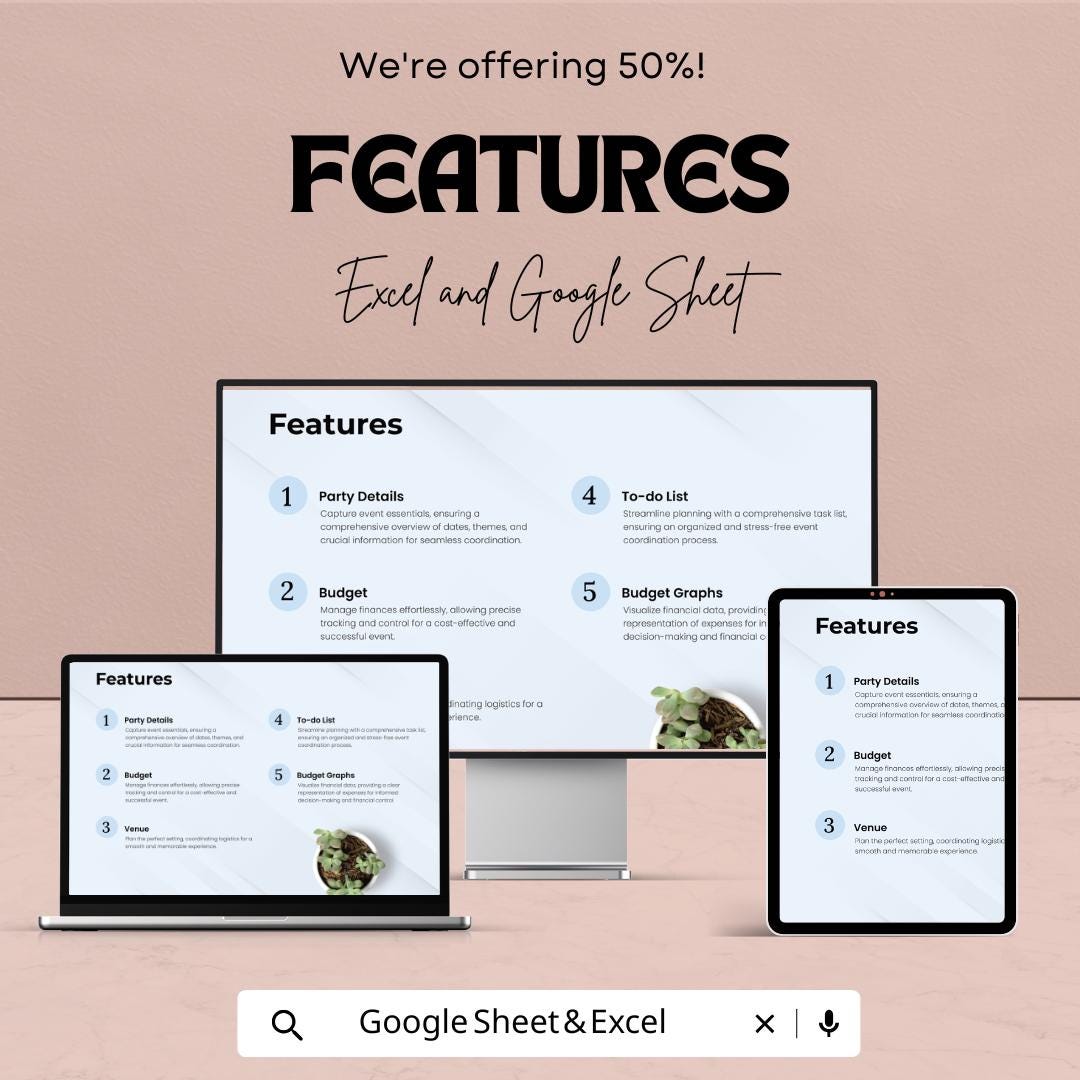 Party Planner Sheet | Event Planning Template | Budget Tracker | Excel & Google Sheets | Party Organizer