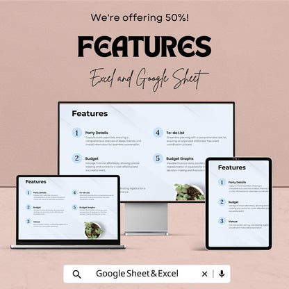 Party Planner Sheet | Event Planning Template | Budget Tracker | Excel & Google Sheets | Party Organizer