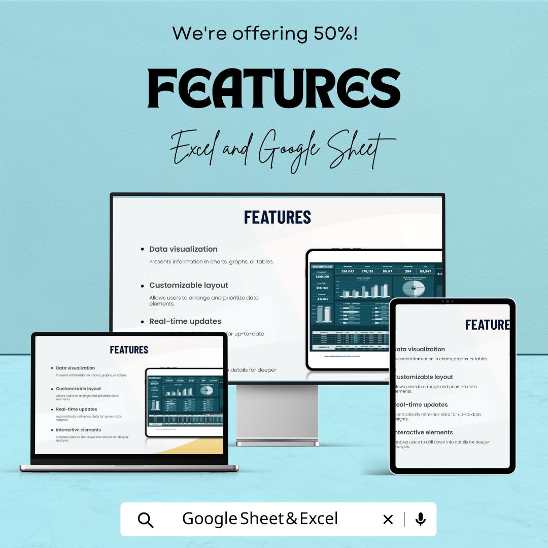 Dashboard Sheet Template | Excel & Google Sheets | Real-Time Data Tracking, Budget Management, Analytics Dashboard