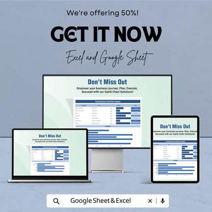 Starting a Business Gantt Chart Template Excel & Google Sheets | Project Timeline Planner | Startup Project Management Spreadsheet